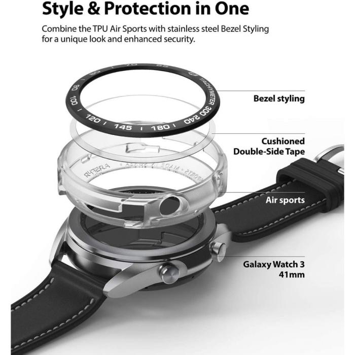 UTGATT5 - RINGKE Air & Bezel Styling Galaxy Watch 3 (41mm) - Svart