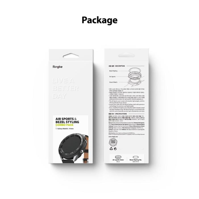 UTGATT5 - RINGKE Air & Bezel Styling Galaxy Watch 3 (41mm) - Svart
