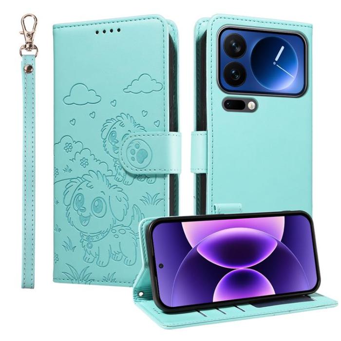 A-One Brand - Xiaomi 17 Pro Plånboksfodral RFID Dog Pattern Med Handledsrem - Grön