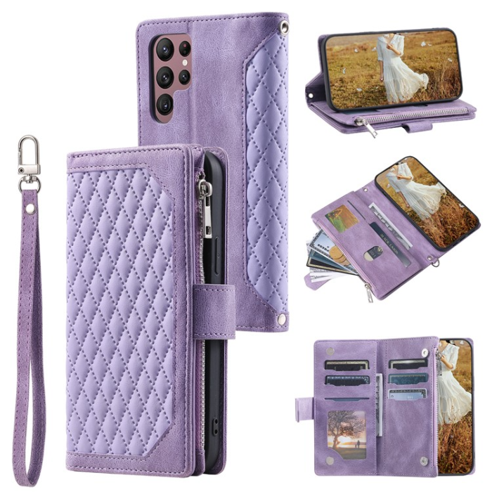 A-One Brand - Galaxy S23 Ultra Plånboksfodral Rhombus - Lila