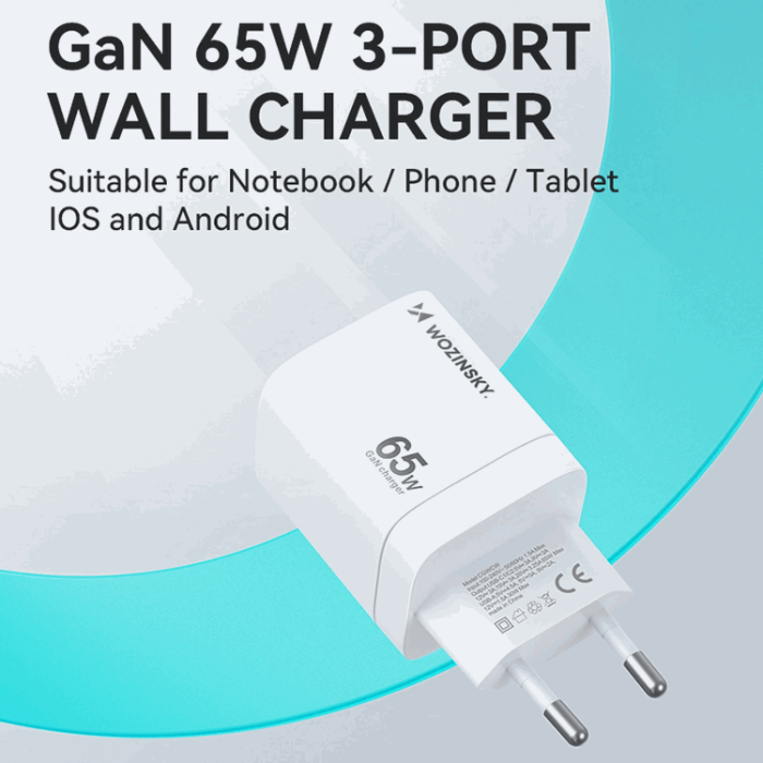 Wozinsky - Wozinsky Väggladdare CGWCW 65W USB-A/2 x USB-C GaN - Vit