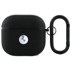 BMW - BMW AirPods 4 Skal &Auml;kta L&auml;der Silver Logo - Svart