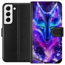 Gustaf - Pl&aring;nboksfodral till Samsung Galaxy S22 5G med Neon Varg