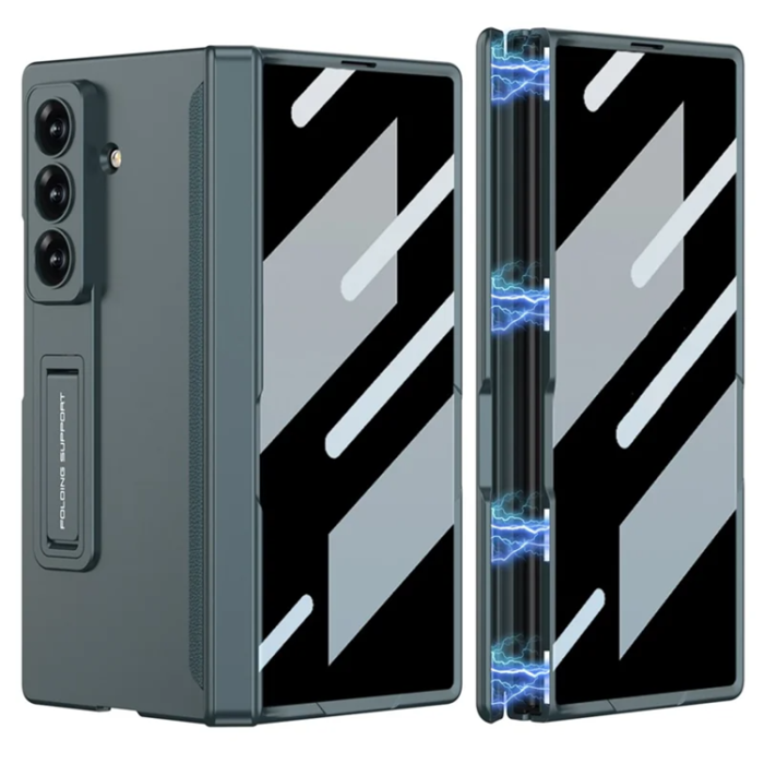 GKK - GKK Galaxy Z Fold 7 Mobilskal Kickstand med Härdat glas