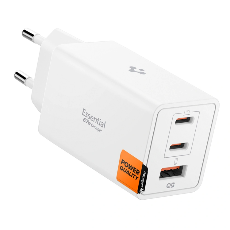 Spigen 3-Port Nätverk Laddare 67W ESSENTIAL EE673EU (Vit) | 505295 | AlltMobil
