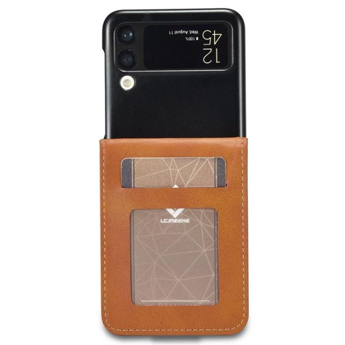 LC.imeeke - LC.IMEEKE Galaxy Z Flip 4 Plånboksfodral PU-Läder - Ljusbrun