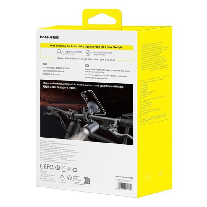 BASEUS - Baseus Universal IP68 LED-Mobilhållare med 2-i-1-lampa 3000mAh PrimeTrip - Grå