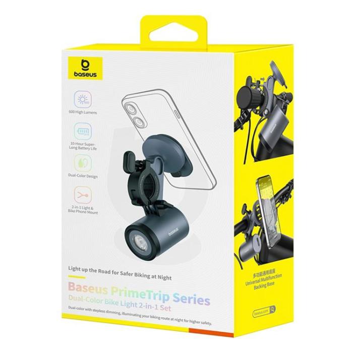 BASEUS - Baseus Universal IP68 LED-Mobilhållare med 2-i-1-lampa 3000mAh PrimeTrip - Grå