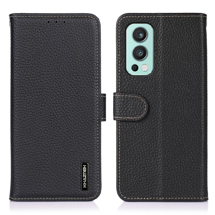 OEM - KHAZNEH - Äkta läder Plånboksfodral OnePlus Nord 2 5G - Svart