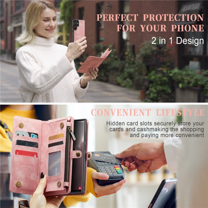 Caseme - Caseme Galaxy S23 Ultra Plånboksfodral Detachable - Rosa