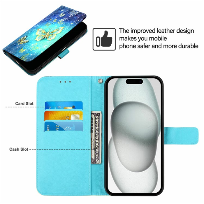 A-One Brand - iPhone 16 Pro Max Plånboksfodral Printing Pattern Med Rem