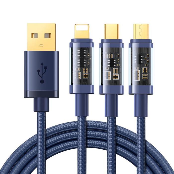 Joyroom - Joyroom 3in1 USB-A till USB-C, Lightning, microUSB kabel 1.2m