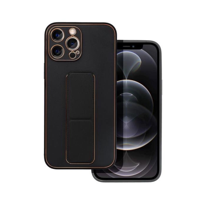 UTGATT - Forcell Leather skal Kickstand till iPhone 12 PRO MAX Svart
