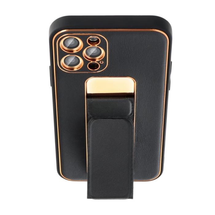 UTGATT - Forcell Leather skal Kickstand till iPhone 12 PRO MAX Svart
