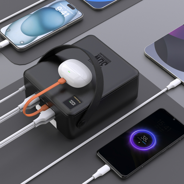 Wozinsky - Wozinsky Powerbank 100000mAh 30W med ficklampa - Svart