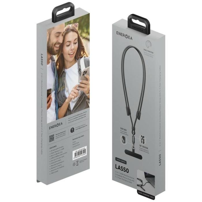 ENERGEA - ENERGEA USB-C till USB-C 240W Kabel 1.5m Lanyard Lasso - Svart
