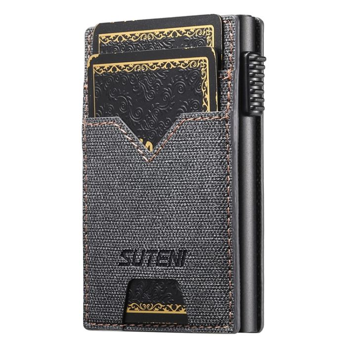 SUTENI - SUTENI Korthållare Automatiskt Pop-Up Double-Sided Jeans Texture