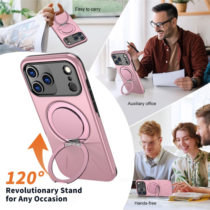 A-One Brand - iPhone 17 Pro Mobilskal MagSafe Rotating Kickstand - Rosa