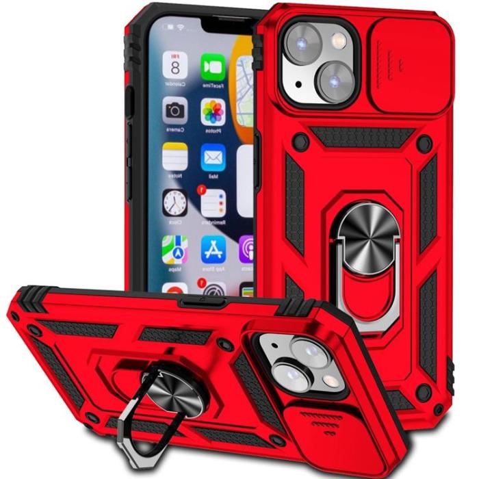 OEM - iPhone 14 Skal Ringhållare Kickstand - Röd