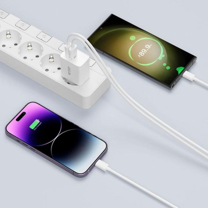 Tech-Protect - Tech-Protect 2-Port Nätverk Laddare Med Lightning Kabel - Vit