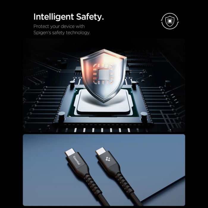 Spigen - Spigen EB10010CCA Essential USB-C till USB-C Kabel 100W 1m - Svart