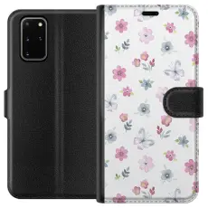 Gustaf - Pl&aring;nboksfodral till Samsung Galaxy S20+ med Blommor och fj&auml;rillar