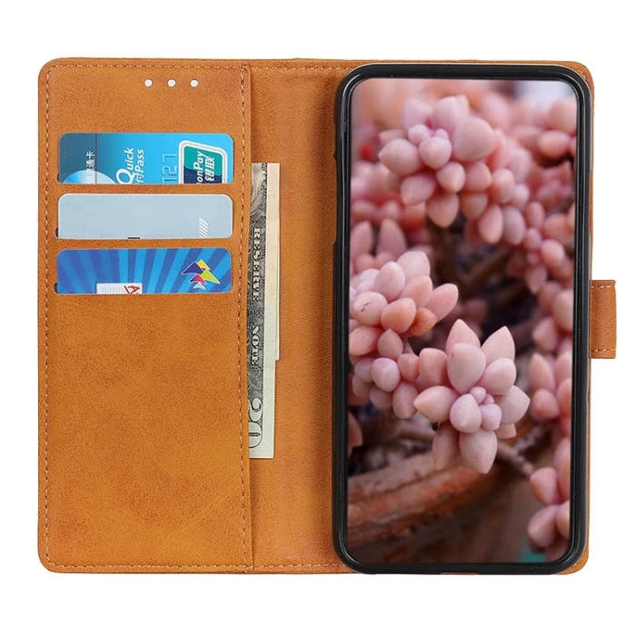 A-One Brand - iPhone 17 Plånboksfodral Cowhide Texture - Brun