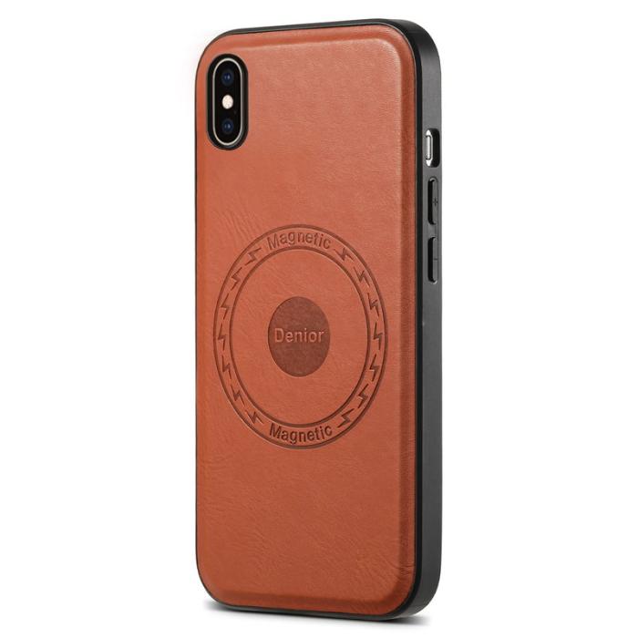 DENIOR - DENIOR Mobilskal till iPhone XS Max PU Läder Belagt PC+TPU Brun