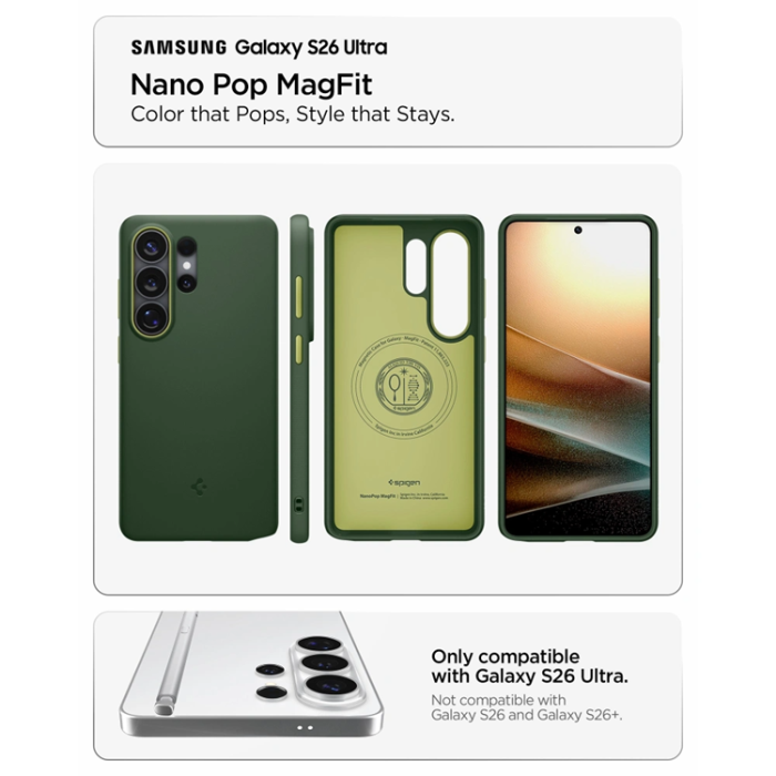 Spigen - Spigen Mobilskal För Galaxy S26 Ultra MagSafe Nano Pop - Avo Grön