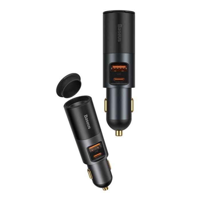BASEUS - Baseus Billaddare USB Till USB-C 120W - Grå