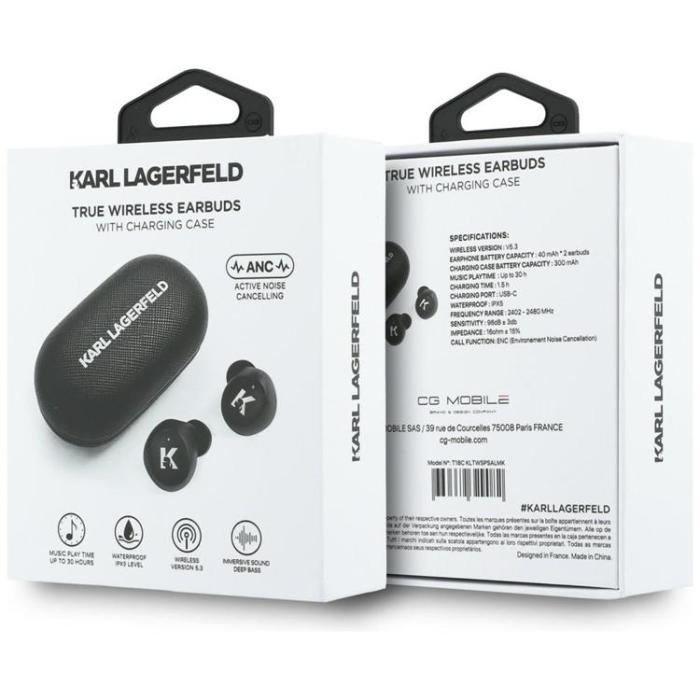 KARL LAGERFELD - Karl Lagerfeld TWS In-Ear Hörlurar ENC Saffiano Logo - Svart