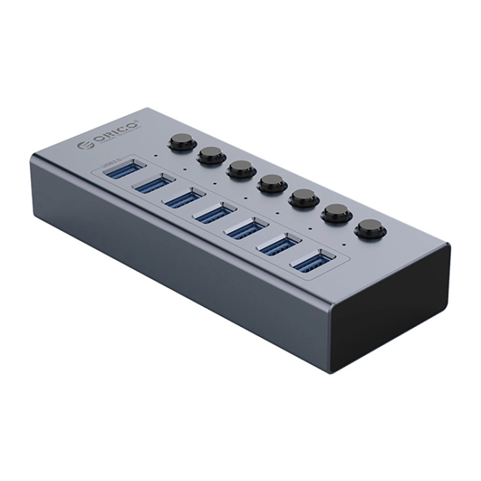 ORICO - Orico Hubb 7xUSB-A 3.0 med Strömbrytare - Grå