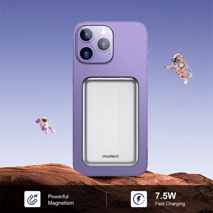 Choetech - Choetech Mini Trådlös Powerbank 5000mAh Magnetisk - Silver