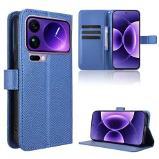 A-One Brand - Xiaomi 17 Pro Konstl&auml;der Pl&aring;nboksfodral Diamond Texture Med Rem - Bl&aring;