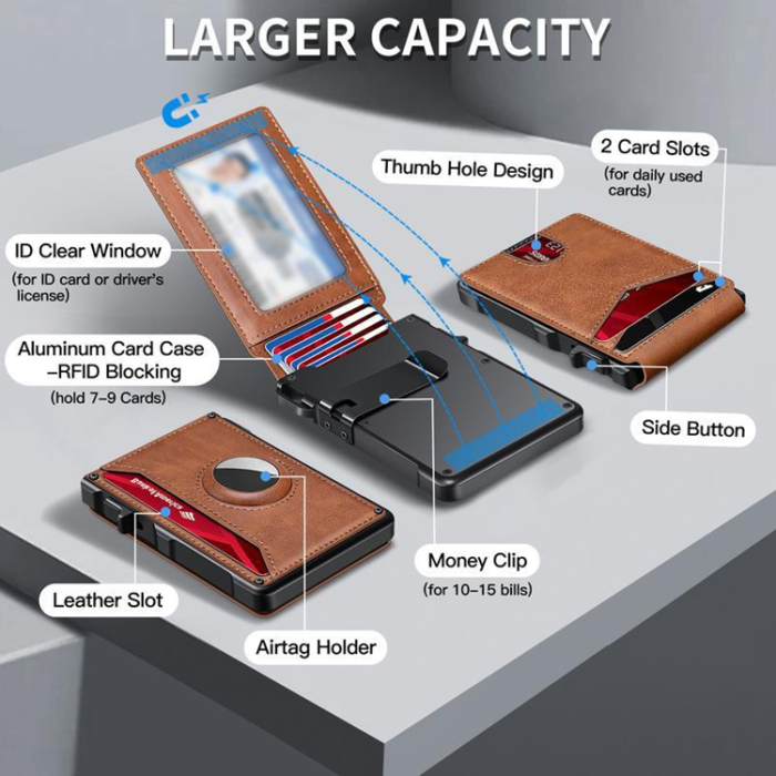 A-One Brand - Pop-Out Kort­hållare med Airtag i Läder