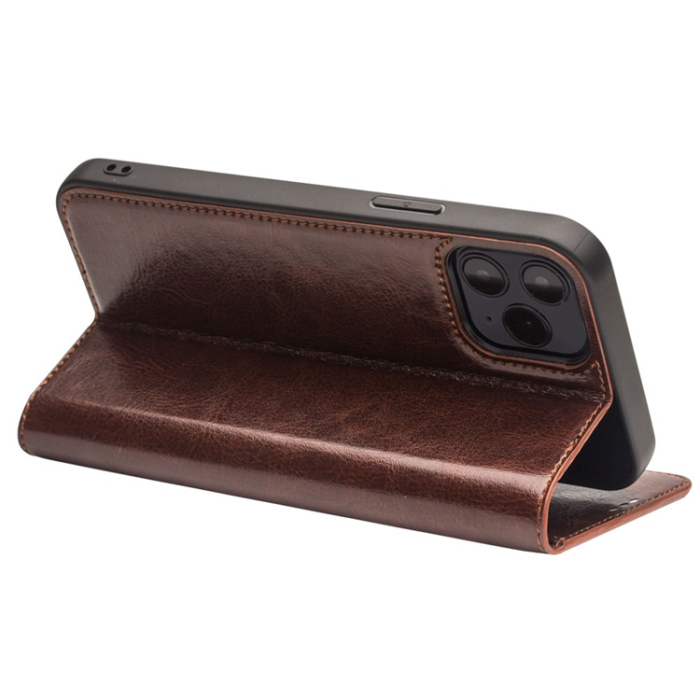 QIALINO - QIALINO iPhone 12 Pro Max Plånboksfodral Äkta Läder Shockproof