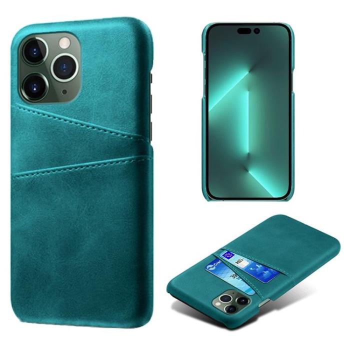 OEM - iPhone 14 Pro Max Skal Korthållare PU Läder - Grön