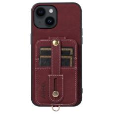 ABEEL - ABEEL Style 02 Mobilskal till iPhone 14 Plus PU L&auml;der Purplish R&ouml;d