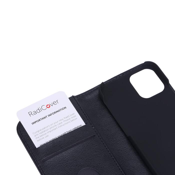 Radicover - RADICOVER iPhone 12 Mini Plånboksfodral Strålningsskydd - Svart