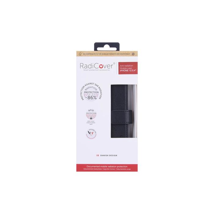 Radicover - RADICOVER iPhone 12 Mini Plånboksfodral Strålningsskydd - Svart