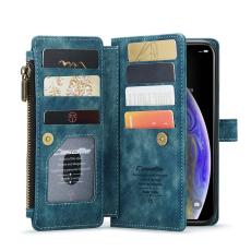 Caseme - CASEME Konstl&auml;der Pl&aring;nboksfodral f&ouml;r iPhone XS Max med Rem - Gr&ouml;n