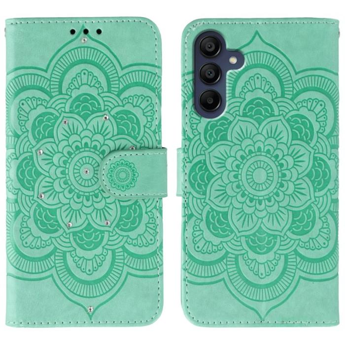OEM - Mobilskal till Samsung Galaxy S26 KonstLäder Mandala Tryck - Grön