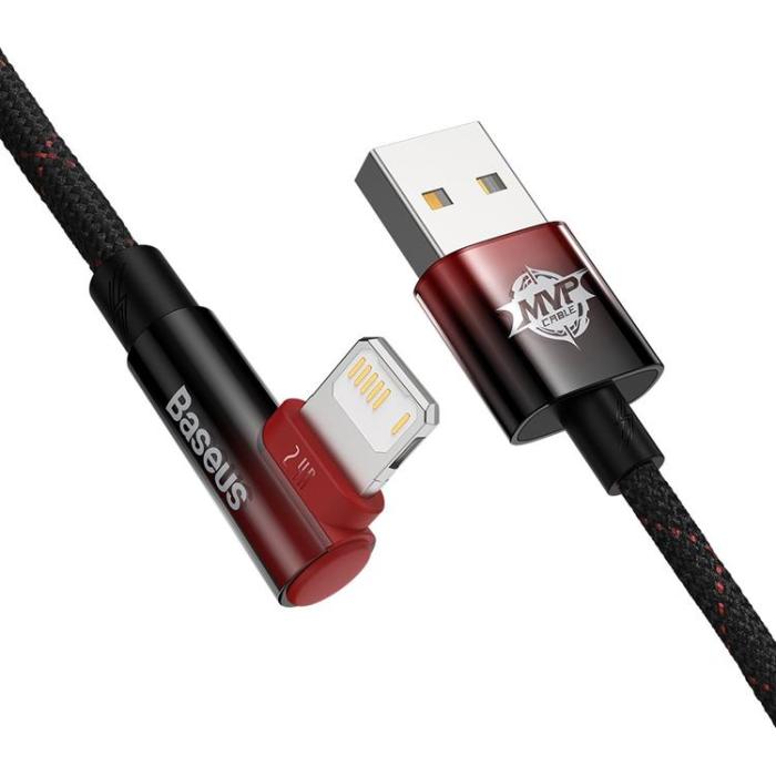 BASEUS - Baseus Elbow USB-A till Lightning kabel 1m - Svart/Röd
