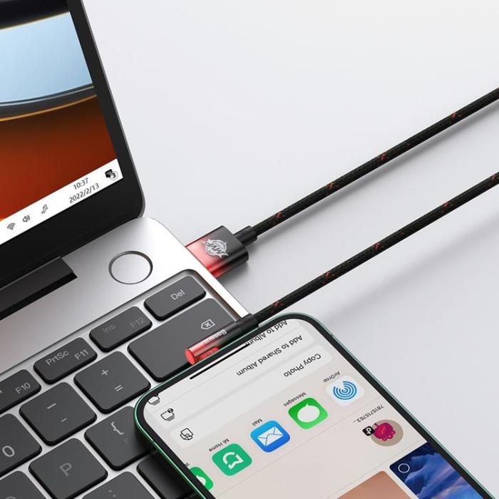 BASEUS - Baseus Elbow USB-A till Lightning kabel 1m - Svart/Röd