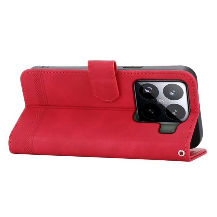 DIERFENG - DIERFENG DF-03 för Xiaomi 15 Pro Plånboksfodral Konstläder - Röd