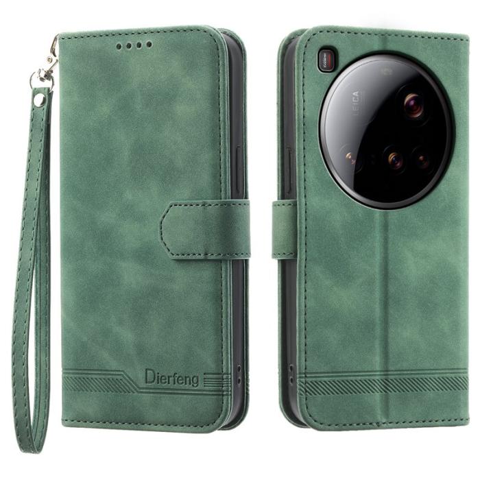DIERFENG - DIERFENG DF-03 för Xiaomi 15 Ultra Plånboksfodral Konstläder - Grön