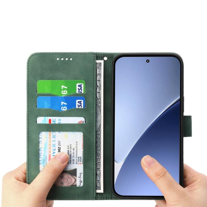 DIERFENG - DIERFENG DF-03 för Xiaomi 15 Ultra Plånboksfodral Konstläder - Grön