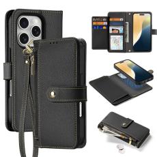 Dux Ducis - DUX DUCIS Lawa Series iPhone 16 Pro Pl&aring;nboksfodral &Auml;kta l&auml;der - Svart