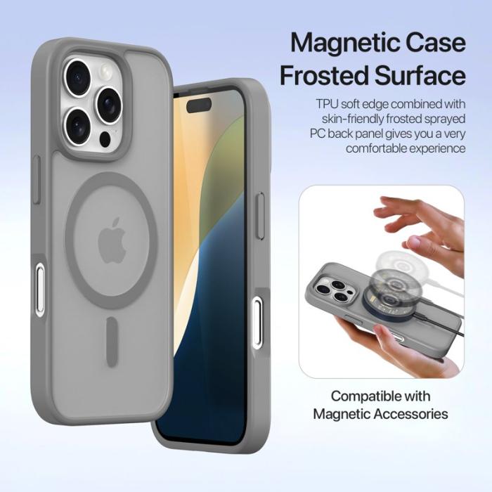 Dux Ducis - DUX DUCIS Lawa Series iPhone 16 Pro Plånboksfodral - Äkta läder - Grå