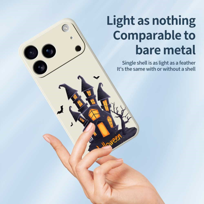 A-One Brand - iPhone 17 Pro Mobilskal med Halloween Castle Pattern TPU - Svart
